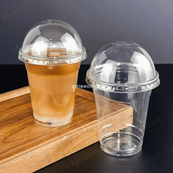 Disposable Plastic Juice cup with Dome lid - 330 ml