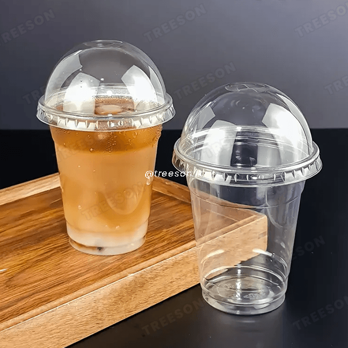 Disposable Plastic Juice cup with Dome lid - 330 ml