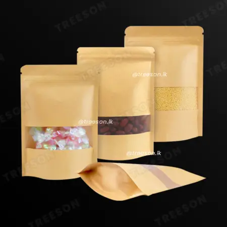 Kraft Paper Ziplock Pouch Bag With Window