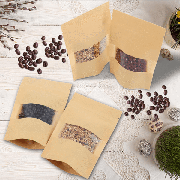 Kraft Paper Ziplock Pouch Bag With Window