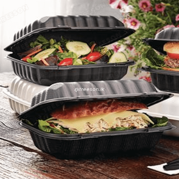 Plastic PP Hinged Lid Lunch Containers